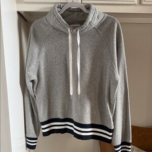 Evereve Gray Hoodie with Black and White Stripes